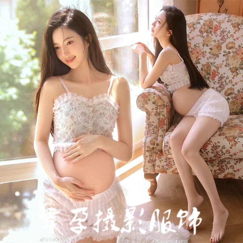 速发术款孕妇服摄影照装影楼清新少感孕妈大肚艺新照衣服在家拍