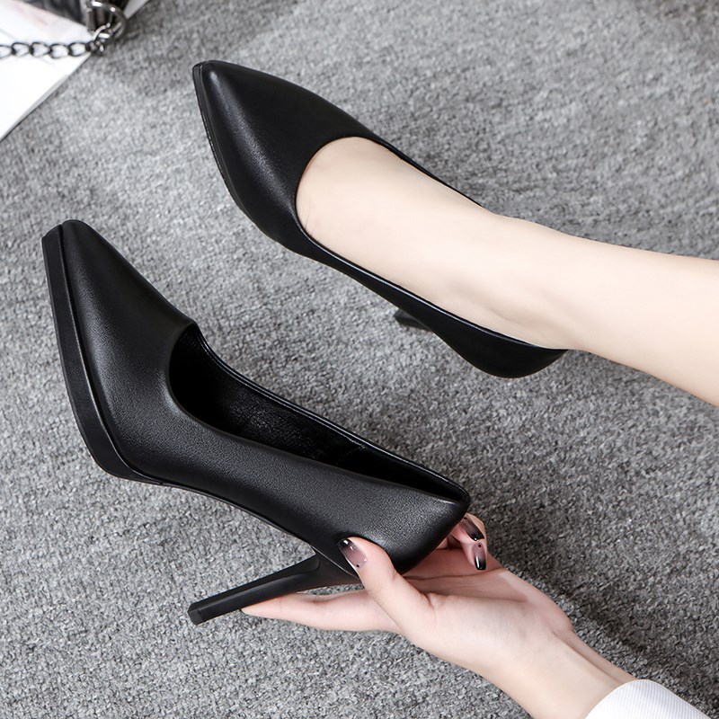 速发新款不磨脚不累作色水台礼仪黑防高跟鞋7厘米细跟职业工脚单