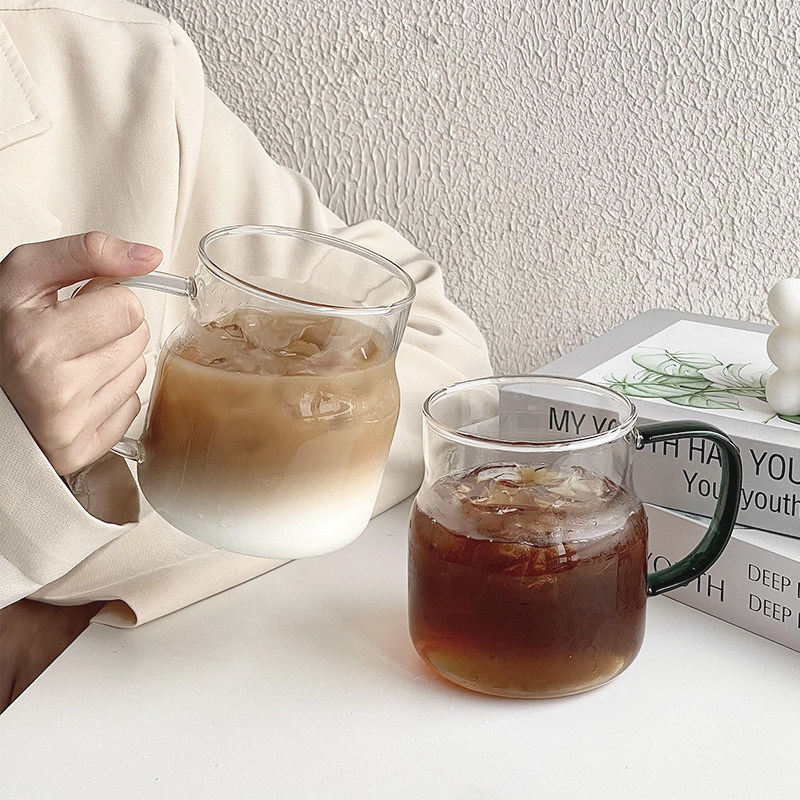 速发料把杯高硼硅耐高温冰美式拿铁咖啡杯家用牛奶饮带杯子
