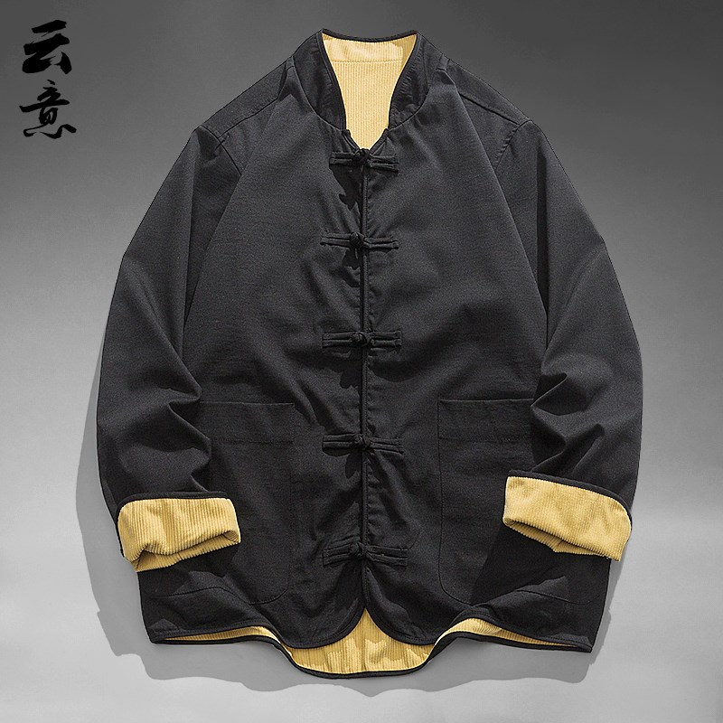 速发春双面情唐装扣套男穿侣款纯色盘外汉服复古宽松休闲中国风