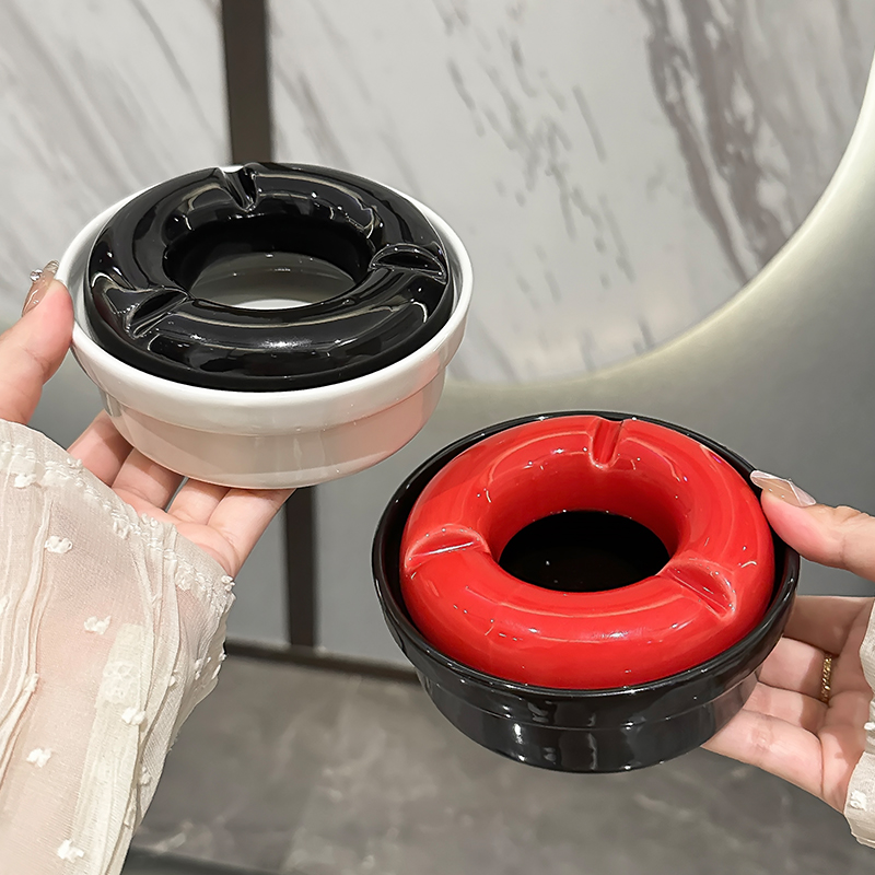 速发轻奢陶瓷烟灰缸家用客厅创意烟缸高灰感室公办高端大气收级缸