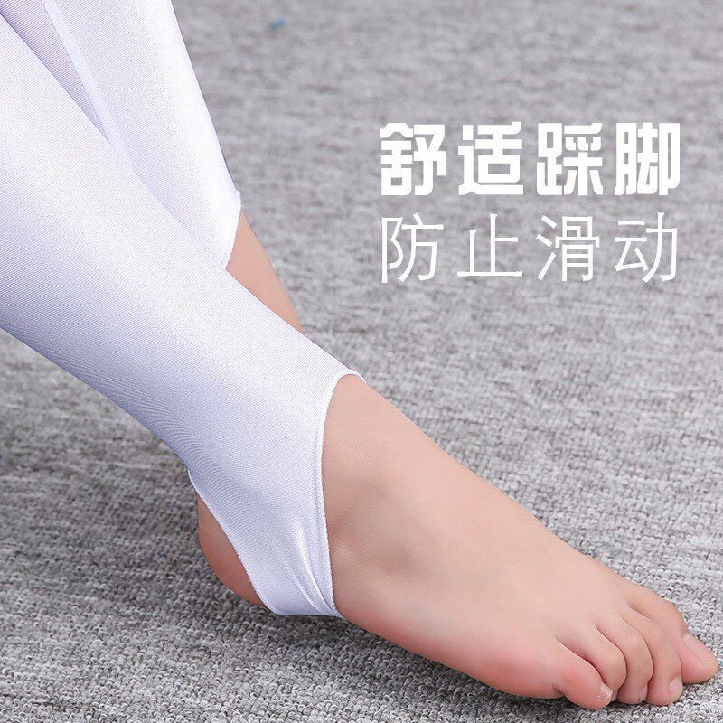 速发儿童舞蹈服少儿童美脚蹬裤健练功服白色丝滑形体踩脚裤打底裤