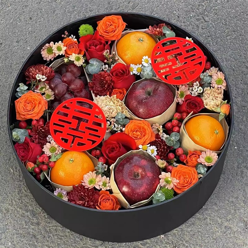 速发开形透明防水黑色圆盒水果包装盒玫瑰花束插花窗花店用品礼盒