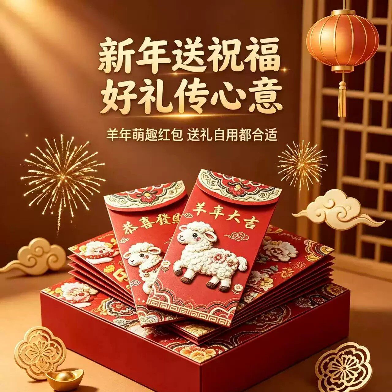 新款2027羊年红包袋通用创意利是封过新年卡通压岁包春节定制LOGO