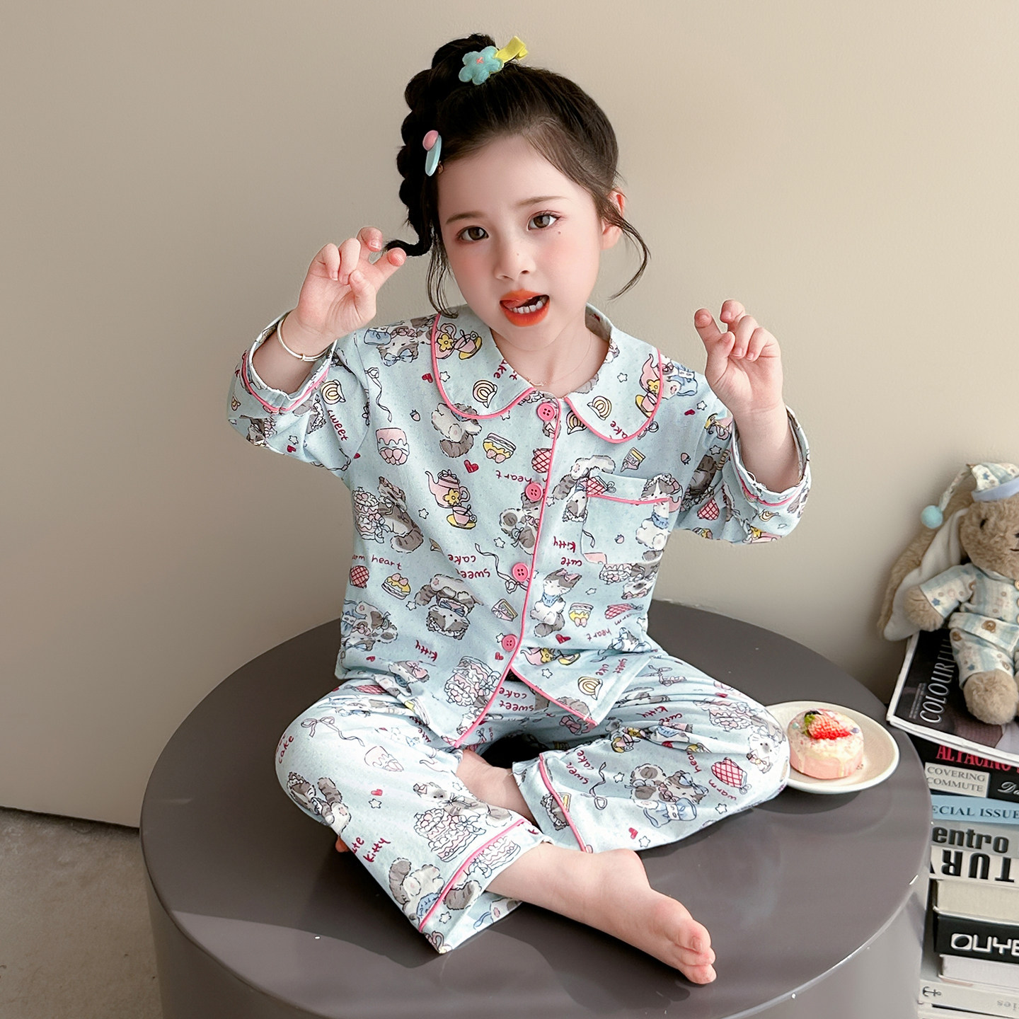 女童睡衣套装春秋季2026新款儿童洋气卡通家居服女宝宝纯棉长袖潮 — 1