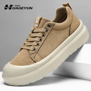男鞋2026新款休闲厚底增高休闲鞋时尚百搭系带板鞋圆头简约低帮鞋