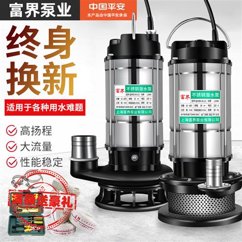潜水泵污水泵220v抽粪泥浆家用高扬程农用灌溉排污不锈钢抽水泵