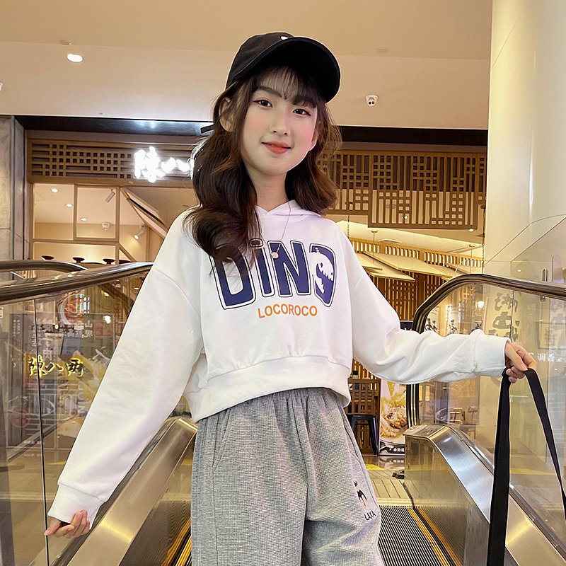 春秋女童短款纯棉百搭洋气卫衣