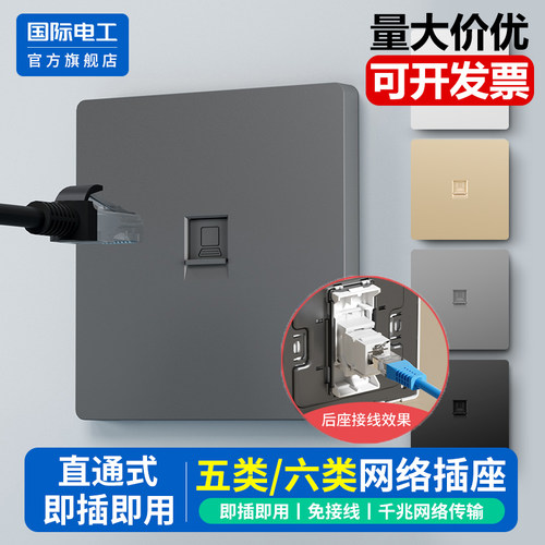 国际电工官方正品直通电脑插座