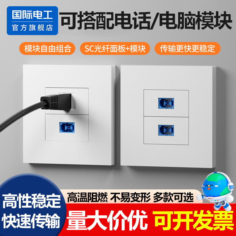 国际电工86型电脑网络插座面板