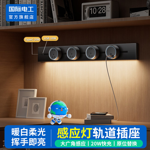 国际电工官方正品轨道插座带灯