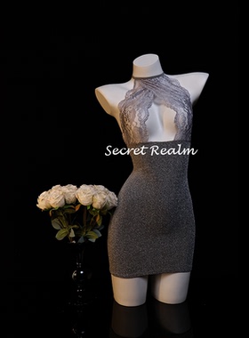 秘境「灰色情书」性感睡裙蕾丝镂空内衣情调诱惑连体裙纯欲qqny