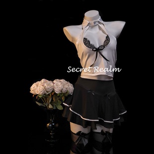 秘境「黑白琴奏」性感睡裙秘书套装 蕾丝镂空透视内衣诱惑纯欲qqny