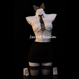 秘境「豹款 包臀纯欲内衣qqny 秘书」性感睡裙豹纹秘书cos制服套装