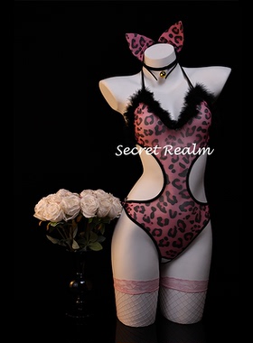 秘境「做你的猫」性感女仆cos制服套装镂空透视豹纹纯欲睡衣qqny