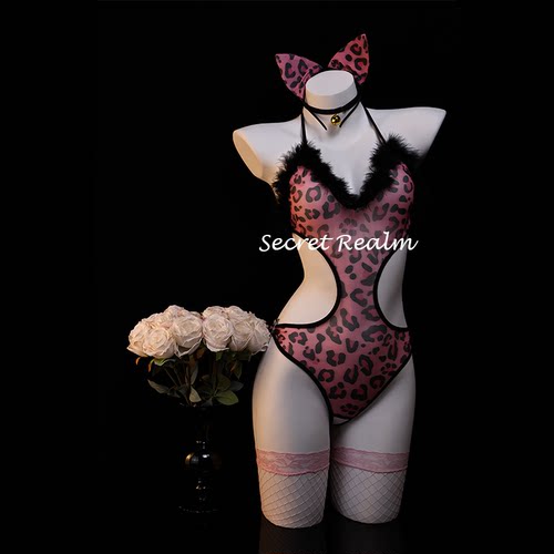 秘境「做你的猫」性感女仆cos制服套装镂空透视豹纹纯欲睡衣qqny