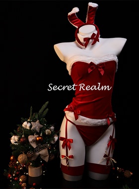 秘境「圣诞魅魔」圣诞节兔女郎cos制服毛绒性感睡裙纯欲战袍qqny