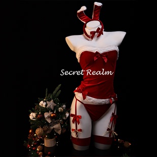 秘境「圣诞魅魔」圣诞节兔女郎cos制服毛绒性感睡裙纯欲战袍qqny