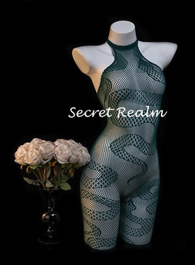 秘境「青蛇」性感内衣镂空透视易撕网衣连体睡衣情调诱惑纯欲qqny