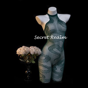 秘境「青蛇」性感内衣镂空透视易撕网衣连体睡衣情调诱惑纯欲qqny