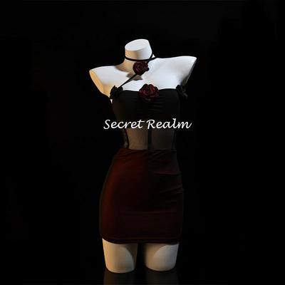 秘境纯欲风挂脖透视蕾丝网纱睡裙