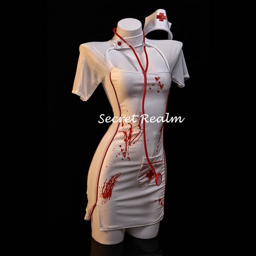 秘境「猩红天使」性感睡裙护士万圣节cos制服套装女仆衣纯欲qqny