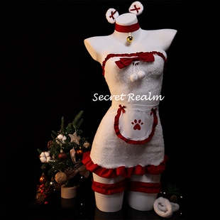 秘境「圣诞小熊」圣诞节cos制服装 毛绒连体性感睡裙纯欲战袍qqny