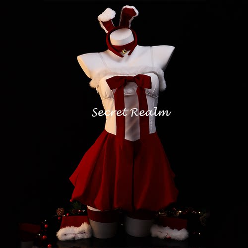 秘境「圣诞兔姬」圣诞节兔女郎cos制服装吊带性感睡裙纯欲风qqny
