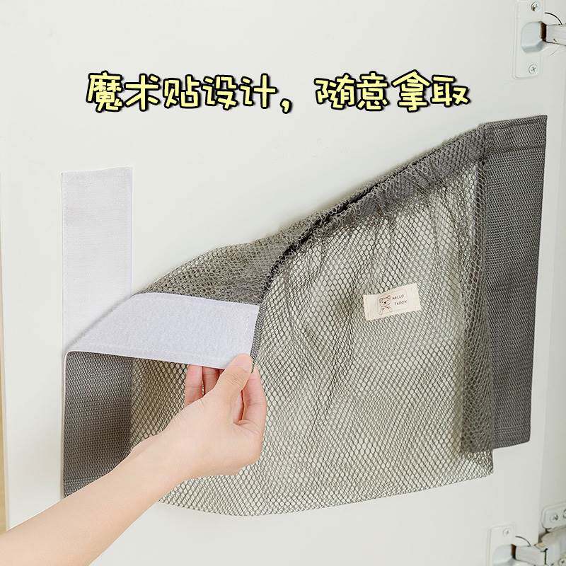 保鲜膜保鲜袋收纳袋壁挂免打孔魔术贴家用厨房柜门冰箱侧置物网兜