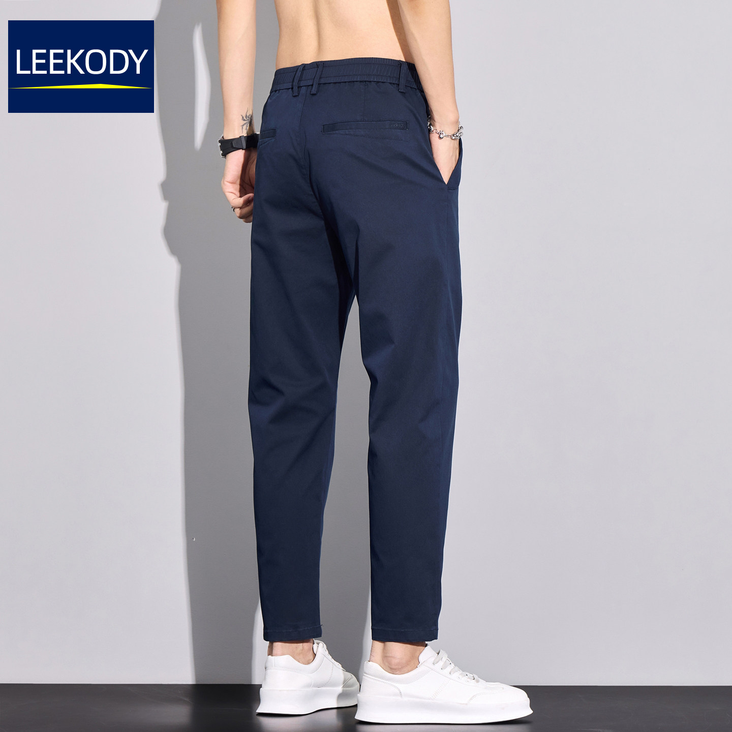 LEEKODY2026早秋新款九分休闲裤男修身直筒潮流百搭弹力宽松裤子