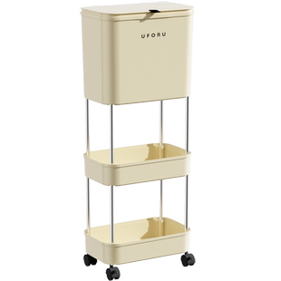 垃圾桶置物架家用厨房大容量带盖滚轮多层卫生间厨余置物架收纳桶