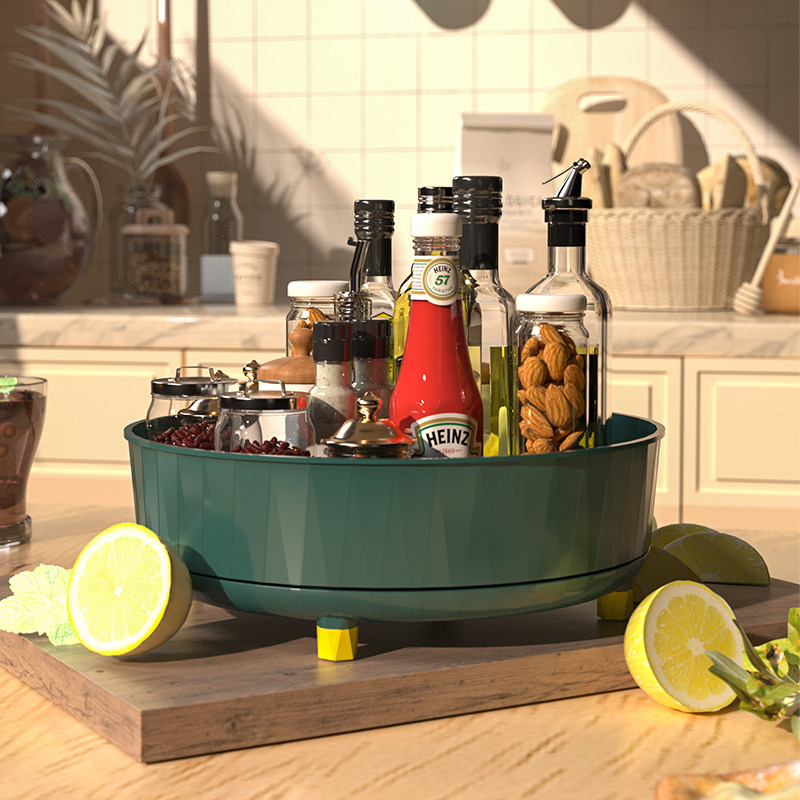 360度旋转调料盘厨房油盐酱醋调料品置物架大号化妆品收纳盒神器