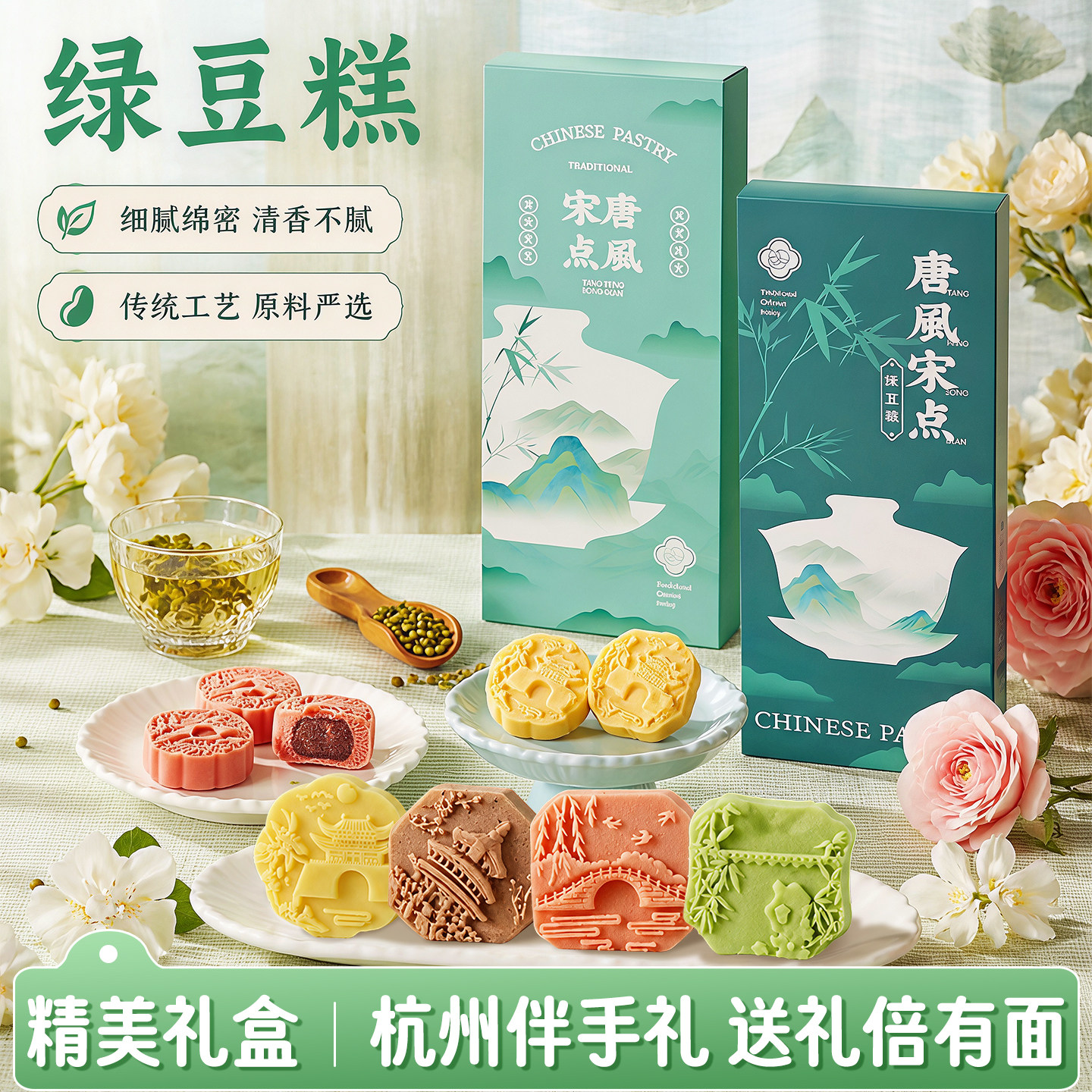 杭州百年非遗工艺绿豆糕礼盒