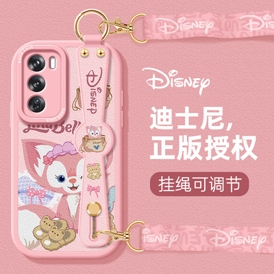 迪士尼适用OPPOReno12pro手机壳腕带挂绳11女新款10卡通9玲娜贝儿8保护套7硅胶4磨砂5k全包6挂脖斜挎防摔外壳