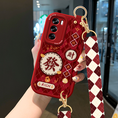 发财适用OPPOReno12轻奢手机壳女新款reno12pro斜挎跨挂绳opp0保护套ren0硅胶12手腕带por高级可背防摔软外壳