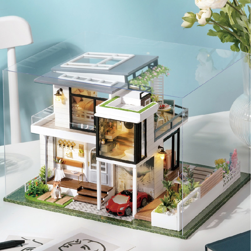 手工拼装西溪小居点亮温馨小屋