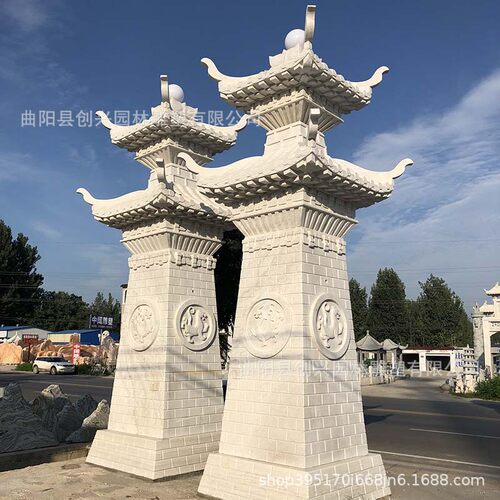 石雕汉阙汉代子母摆件寺庙景区门楼村口石牌楼石塔雀台手工雕刻