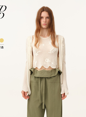 【设计师女装】ODTD26春夏新款羊毛花朵刺绣针织开衫女繁花意趣风