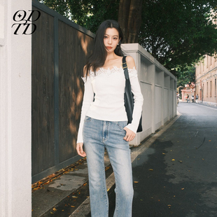 设计师女装 长裤 ODTD26春夏新款 喇叭牛仔裤 休闲显瘦百搭女 经典