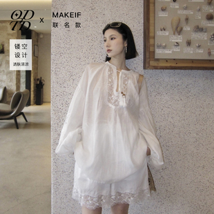 新款 夏季 设计师女装 镂空苎麻醋酸宽松短裤 ODTDxMAKEIF联名款