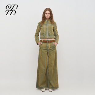 套裝 女 牛仔燈芯絨夾克短外套闊腿褲 新款 設(shè)計(jì)師女裝 ODTD25秋季