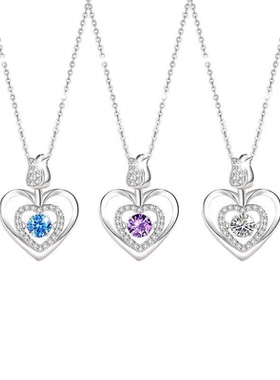 S925纯银玫瑰盛开跳动之心女轻奢项链气质高级感吊坠链情人节礼物