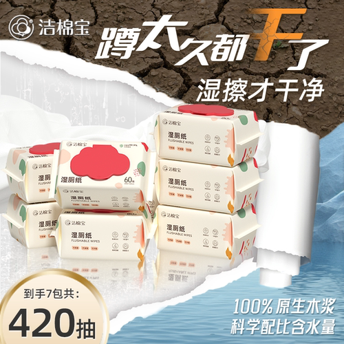 洁棉宝湿厕纸60抽大包家庭实惠装