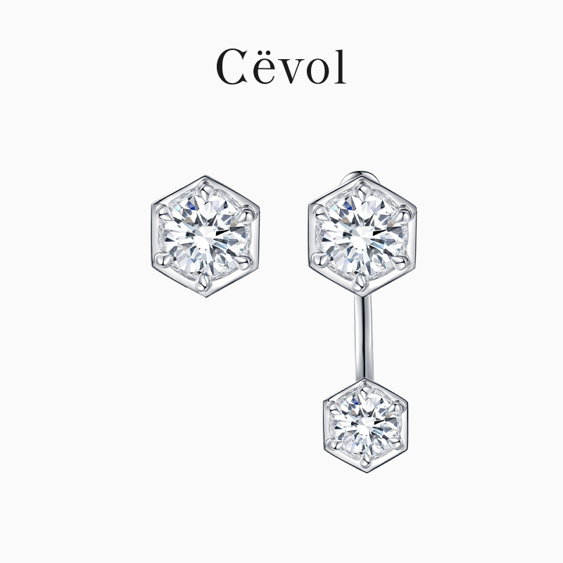 CEVOL珠宝钻石单钻耳钉