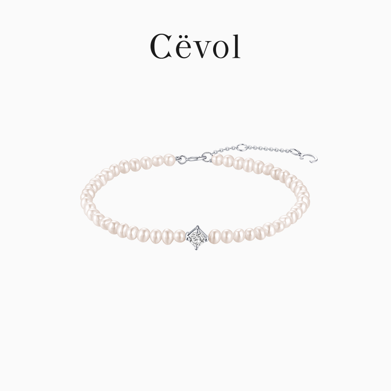 【天然淡水珠】Cevol新奢钻石 Pearl系列18K金轻奢珍珠钻石手链女