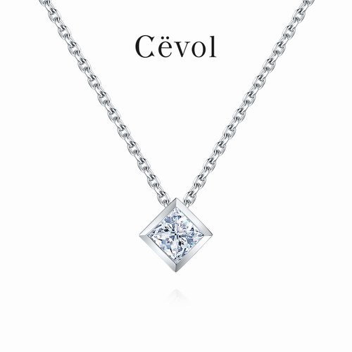 【折扣】Cevol新奢钻石 经典小方糖18K金培育钻石项链高级感耳饰