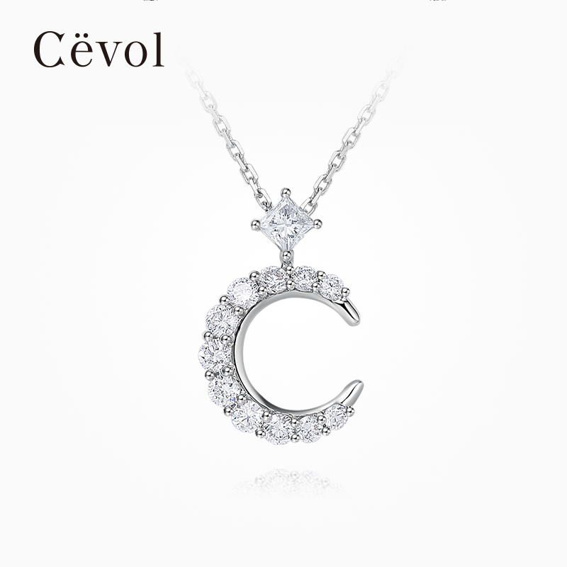 CEVOL【培育】【店长推荐】新奢钻石 C系列培育钻18K金月亮项链