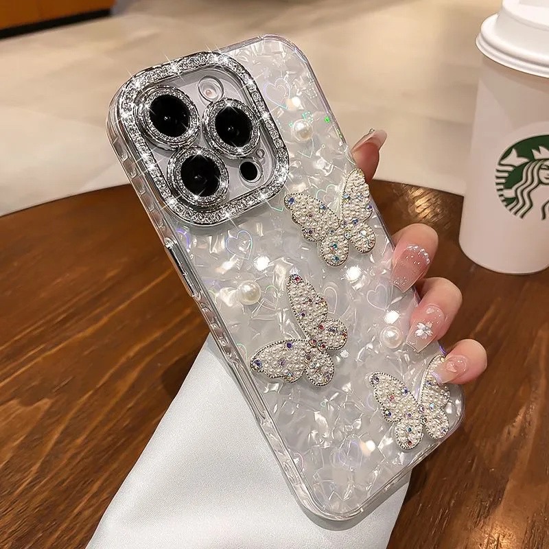 高级贝壳纹适用苹果16promax手机壳iPhone15自带镜头膜14新款小众13防摔12全包11高档女