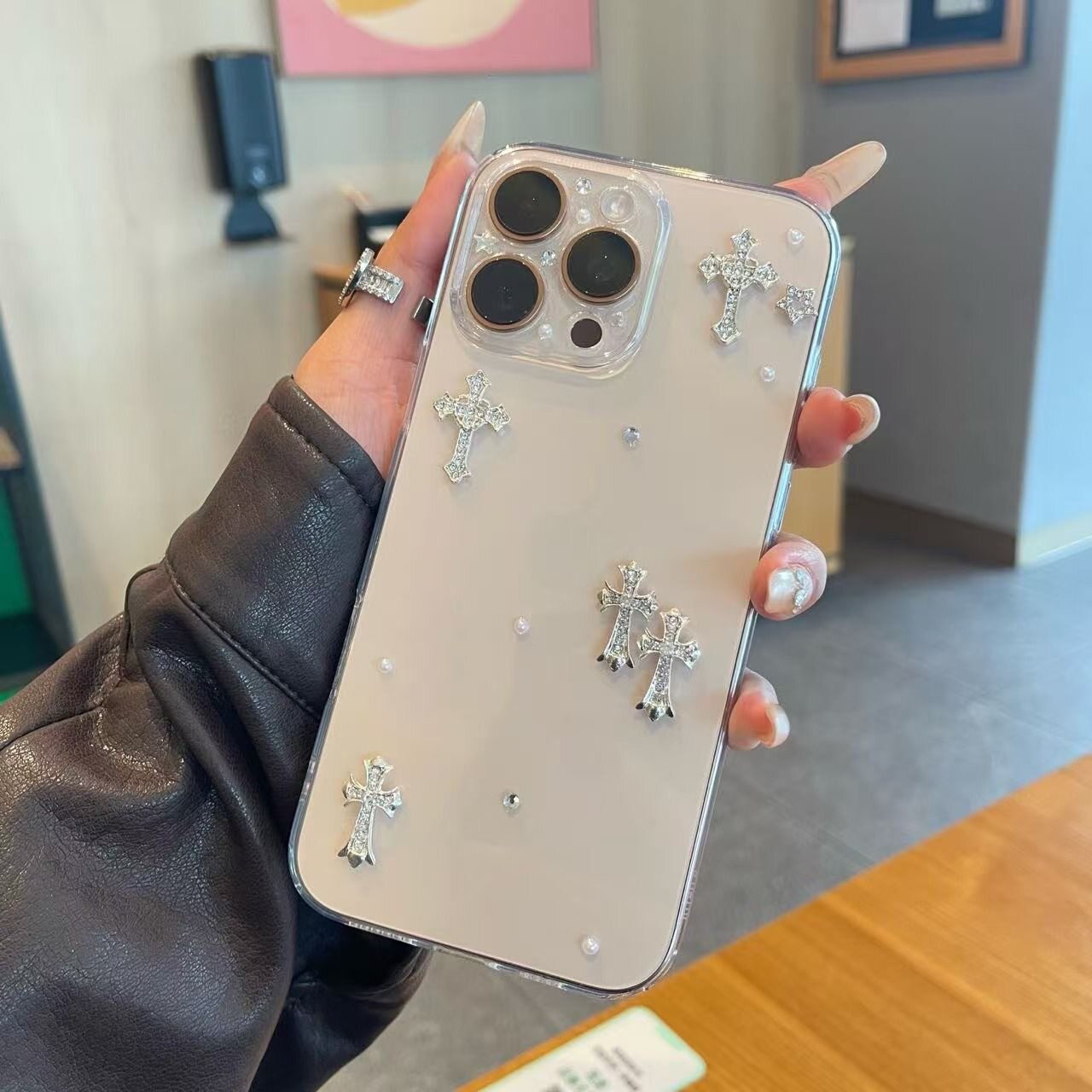 适用苹果17promax手机壳新款iphone17超薄钻石珍珠17pro高级感16全包防摔15透明14的硅胶pm小众女款超火ins风