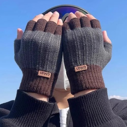 半指手套男露指冬季骑行保暖手套